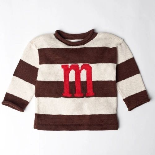 WIDE STRIPE WITH LETTER OR NAME Custom Knit Sweater | Devonknitwear