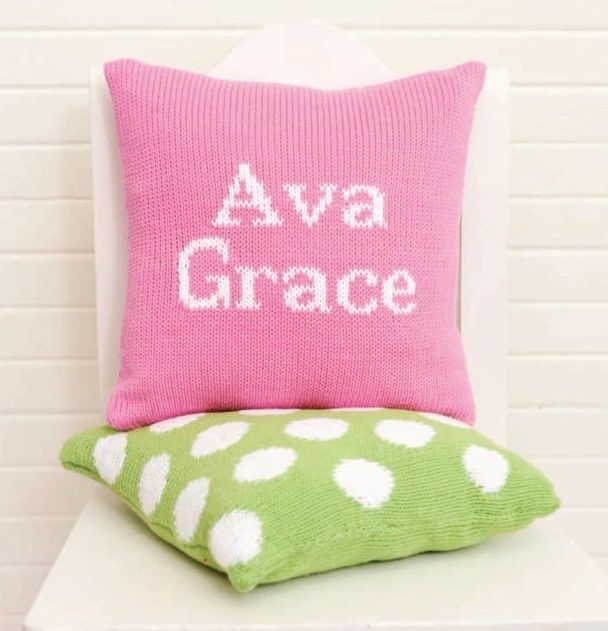  Personalized 10×10 Name or Letter Pillow Custom Knit | Devonknitwear