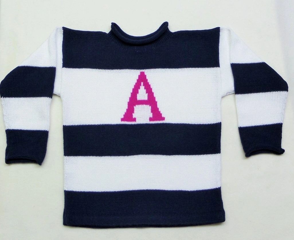 WIDE STRIPE TWO COLOR Personalized Knit Sweater | Devonknitwear