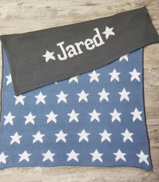 STARS BLANKET Personalized Baby Gift & Nursery Decor | Devonknitwear