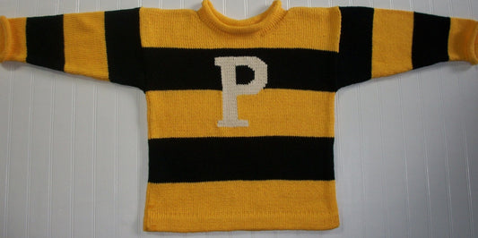 WIDE STRIPE WITH LETTER OR NAME Custom Knit Sweater | Devonknitwear