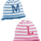 STRIPED ROLL HATS WITH LETTER Custom Knit Hat | Devonknitwear