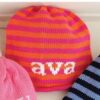 Knitted Stripe Hat with Roll Brim | Personalized with Name