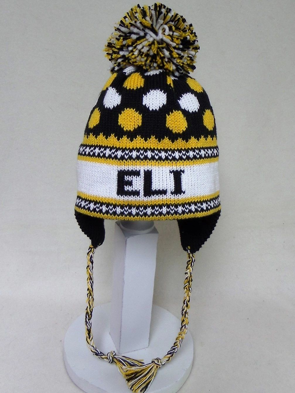 Polka Dot Earflap Hat with PomPom – Cute & Cozy | Devonknitwear