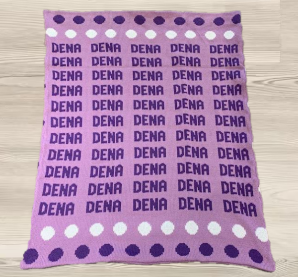 Polka Dots Repeat Name Blanket – Custom Baby Gift | Devonknitwear